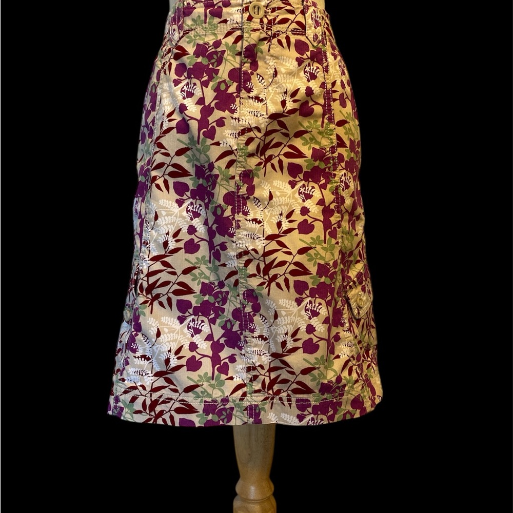 Eddie Bauer Red and Purple Floral A-line Midi Skirt - Picture 1 of 6